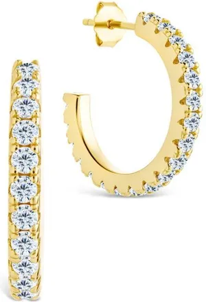Sterling Forever Eleri Cubic Zirconia Hoop Earrings in Gold at Nordstrom