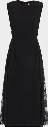 Rebecca Vallance Milena Sleeveless Lace-Inset Midi Dress