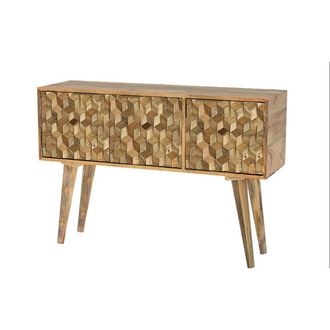 Jaipur Furniture Geometric Sideboard 3 Door - Mango Wood - L35 x W115 x H76 cm - Mango Light Finish in Brown