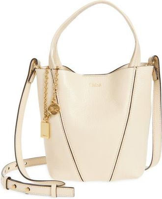 Chlo&eacute; Small Spin Leather Crossbody Tote in Sweet Beige at Nordstrom