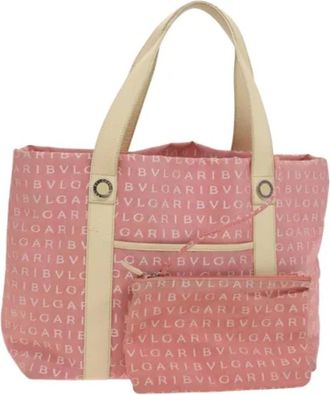 Bulgari Tweedehands Canvas handtassen - Dames - Vintage Shopper - Roze - ONE Size - Leer - Vintage