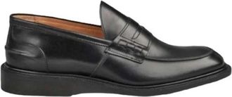 Trickers Klassieke Penny Loafers in Zwart Leer - Heren - Loafers - Zwart - 41 EU - Leer - Schoenen