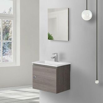 Feridras Mobile da bagno sospeso 50cm rovere scuro con anta Si50 Feridras