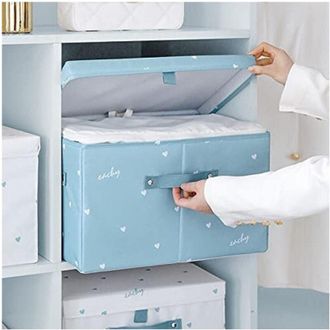 Trade Shop Trade Shop - Box Scatola Salvaspazio Armadio Contenitore Porta Oggetti Organizer 48x38x28 Cm - Celestial