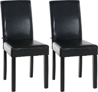 Clp Clp - Set De 2 Sillas De Comedor Ina En Cuero Sint&eacute;tico Marr&oacute;n Negro