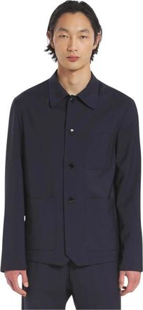 Barena Fresco Lana Overshirt met knoopsluiting - Heren - Casual Overhemden - Blauw - XL - Wol - Overhemden