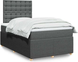 vidaXL Cama Box Spring Con Colch&oacute;n Tela Gris Oscuro 120x190 Cm Vidaxl