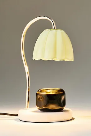 Anthropologie Scalloped Glass Candle Warmer Lamp