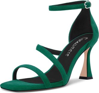 Castamere Women Mid Heel Open Toe Sandals Ankle Strap Gladiator Wedding Dress 8.5 CM Heels Green 7 UK