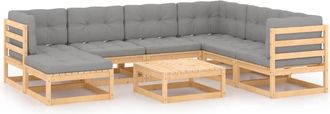 vidaXL 8 Pcs Garden Lounge Set Con Cojines De Pino S&oacute;lido - 221787