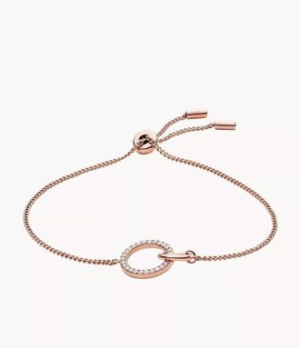 Fossil Womens Rose Gold Stainless Steel Chain Bracelet