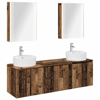 vidaXL Juego De Muebles De Ba&ntilde;o 5 Pcs Madera Envejecida Vidaxl