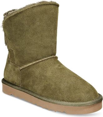 Style & Co. Style & Co Teenyy Boots Womens Green Round Toe Pull On Ankle Bootie LION156