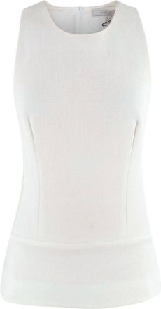 Victoria Beckham White Sleeveless Crepe Top Size S