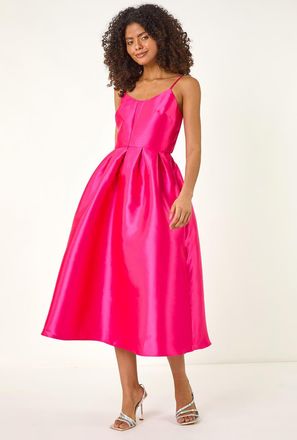 DUSK Twill Cami Pleated Midi Dress