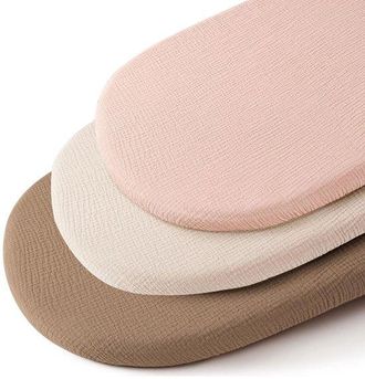 No Brand Juego De S&aacute;banas Universales Para Beb&eacute; De 3 Piezas, 40x80 Cm, El&aacute;sticas, Para Cochecitos/mois&eacute;s, Color Beige/rosa Nude/marr&oacute;n