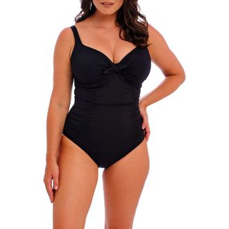 Fantasie Merissa Underwire Twist Front One-Piece Swimsuit in Black at Nordstrom, Size 34Ff
