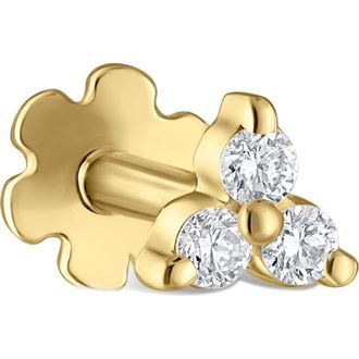 Maria Tash Diamond Trinity Threaded Stud Earring in Yellow Gold at Nordstrom, Size 3 Mm