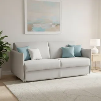 Dmora Divano Letto 3 Posti Cecina, Sfoderabile, Contenitore Made In Italy, Lavabile, 200x95 Cm Grigio Chiaro