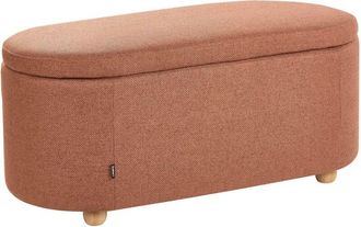 Beliani Storage Bench Golden Brown Fabric Water-repellent Finish Upholstered Ottoman with Storage Hallway Seat HAYWARD