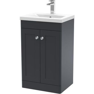 Nuie Nuie - Classique Floor Standing 2-Door Vanity Unit with Basin-1 500mm Wide - Satin Anthracite