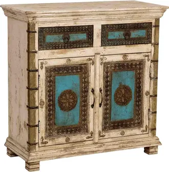Wanderlust Deco Aparador De Madera Artesanal Blanco 90x40x90h Cm