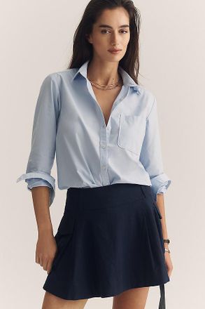 Maeve Pleated Linen-Blend Cargo Mini Skirt