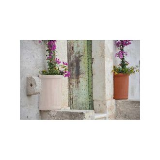 Monacis Jarr&oacute;n Decorativo Semicircular Cl&aacute;sico Tradicional De 41x24 Cm Y 50 Cm De Alto, En Pol&iacute;mero Blanco Resistente Para Plantas De Jard&iacute;n Y Terraza