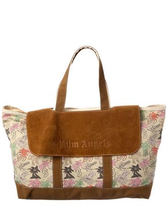Palm Angels Allover Palmity Classic Canvas & Suede Tote