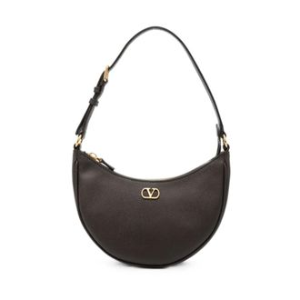 Valentino Garavani Tassen, Dames, Bruin, ONE Size, Leer, VLogo Leren Schoudertas