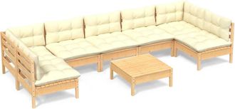 vidaXL Muebles De Jard&iacute;n 8 Piezas Cojines Madera Maciza De Pino Vidaxl