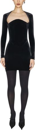 MUGLER Long Sleeve Mini Dress - Dames - Korte kleedjes - Zwart - XS - Leer - Kleedjes