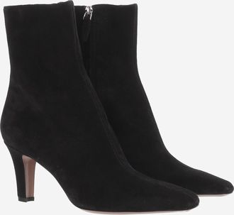 PARIS TEXAS Womens Ankle Boots Belle Suede Black Calf Leather