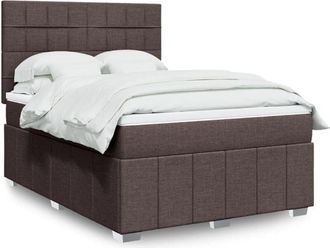 vidaXL Vidaxl - Cama Box Spring Con Colch&oacute;n Tela Marr&oacute;n Oscuro 140x200 Cm