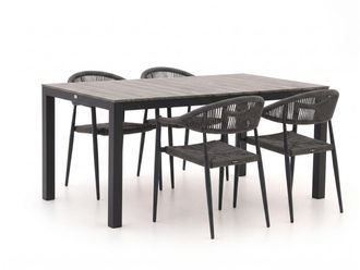 Manifesto Furniture Manifesto Belpasso/Fidenza 160cm dining tuinset 5-delig stapelbaar