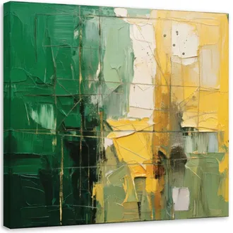 Artgeist Artgeist - Quadro su tela, Astratto geometrico verde giallo - 50x50