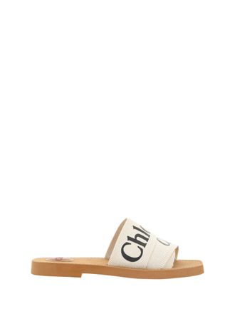 Chlo&eacute; Womens Woody Sandals White Sole Rubber