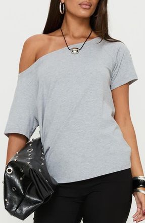 Princess Polly Icon Baby Off the Shoulder Top in Grey at Nordstrom, Size 10