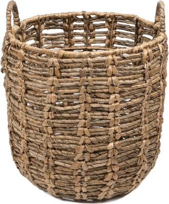 Happimess Laurel Bohemian Hand-Woven Abaca Basket With Handles