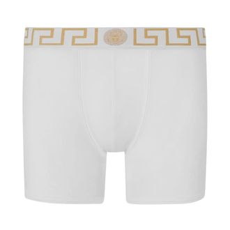Versace Bottoms, male, White, Size: XL Greca Border Long Trunks
