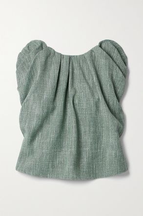 Co Top Senza Spalline In Misto Lana Arricciato - Marrone