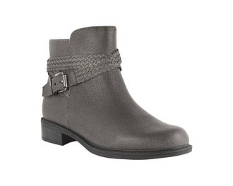 David Tate Womens Skip Leather Ankle Boots In Gray Pebble Grain