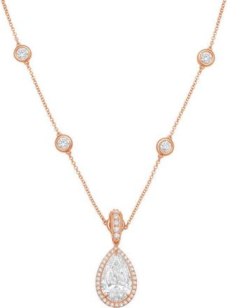 Diana M. Jewels 14kt Rose gold Lab Grown 7.00 ct Pear Diamond Halo Pendant With Bail