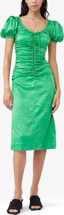 Ganni Green Crinkled Satin Midi Dress - Size 32