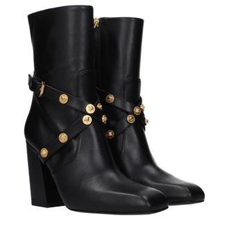 Versace Womens Black Leather Ankle Boots