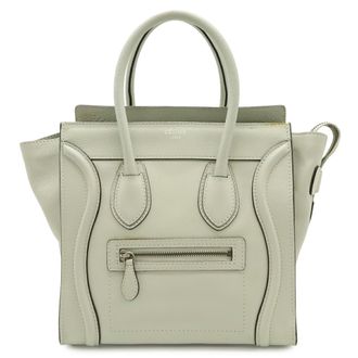 Celine Light Gray Leather Handbag Tote Bag (Pre-Owned)