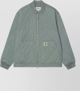 Carhartt Work in Progress quilted jacket front pockets ribbed cuffs hem