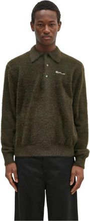 Thisisneverthat SCT Logo Shaggy Knit Polo - Heren - Ronde hals truien - Groen - M - Truien & Vesten