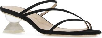 Stuart Weitzman Womens Black Suede Lucite Sculpt Mules Blk Sandali Sandal