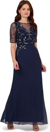Adrianna Papell Beaded Chiffon Long Dress